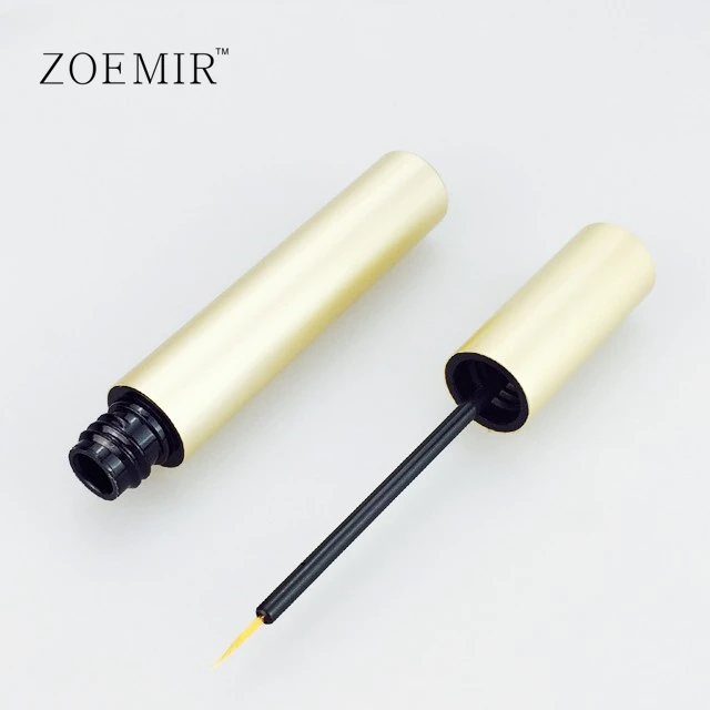 Aluminum eyeliner tube container golden liquid eyeliner bottle with nylon brush make your own brand