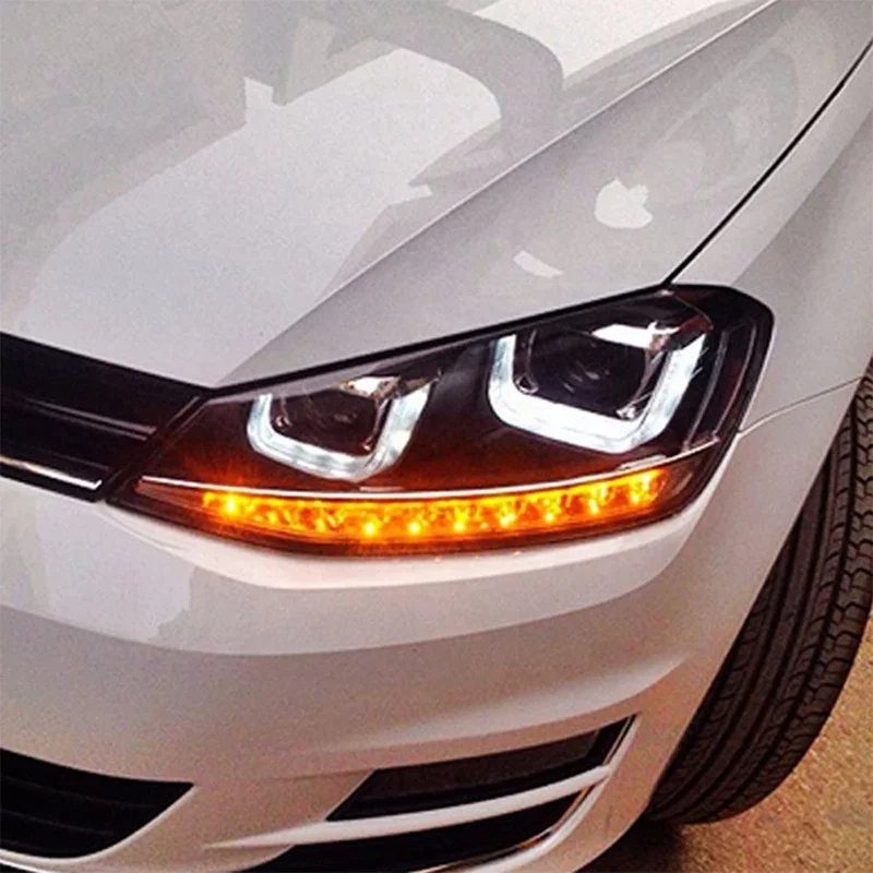 U-образные светодиодные фары с биксеноновым HID-проектором для golf 7 2013-2015 ДХО VOLKSWAGEN Golf mk