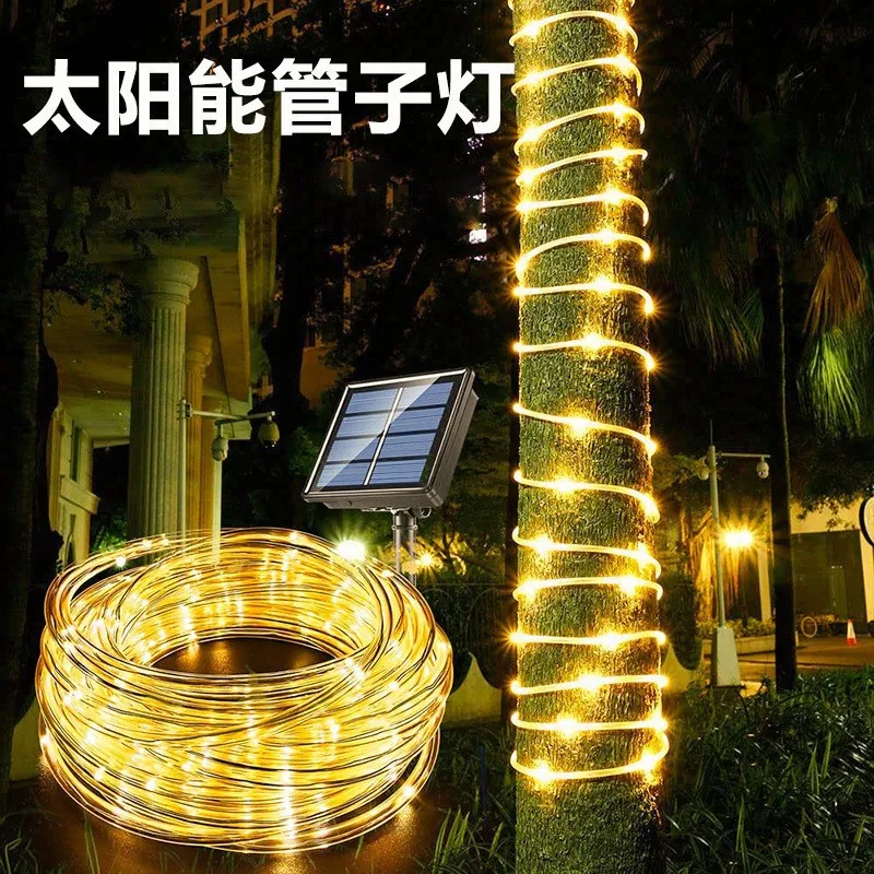 Solar Powered Copper Wire Rope Tube Lights Waterproof IP65 Christmas Garden Yard Patio Tree & Party Decor for Camping & Outdoor