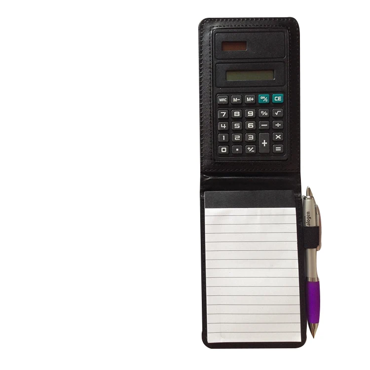 2021 Hot sale PU leather pocket notepad notebook with calculator and pen holder