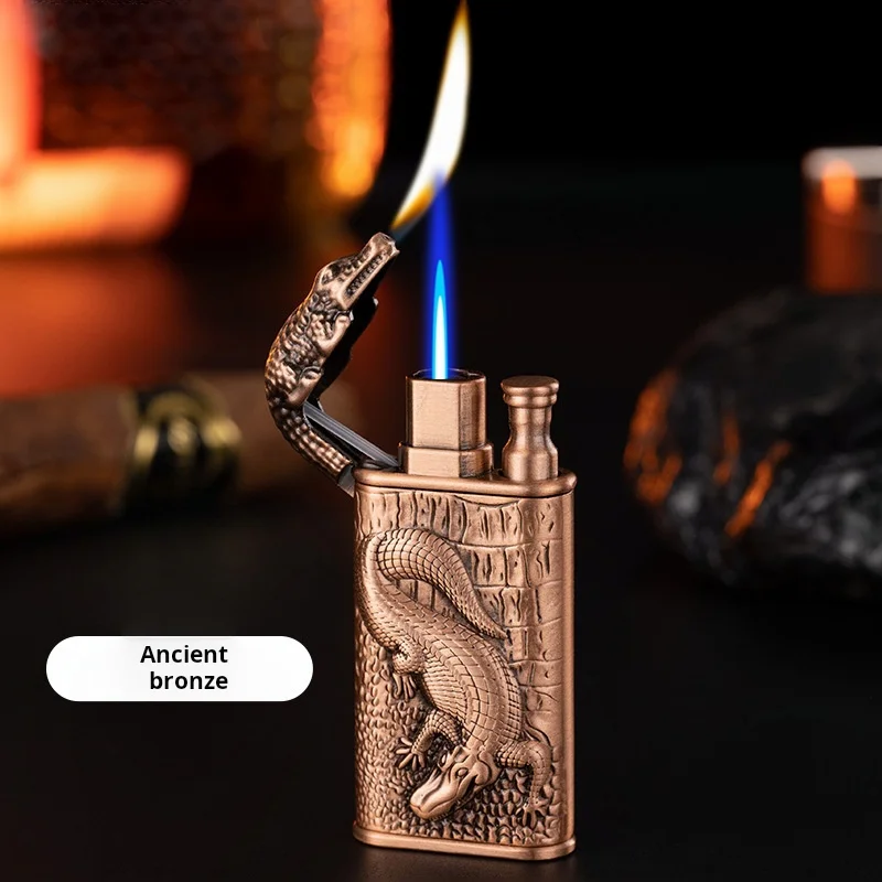 Unique Crocodile Head Gas Lighter with 3D Sculpture Flame Conversion and Jet Flame for Household and Outdoor Use