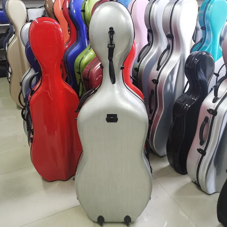 High Quality Custom OEM  colourful composite layers of fiberglass aviation foam and polycarbonate  cello case  4/4 3/4 1/2 1/4