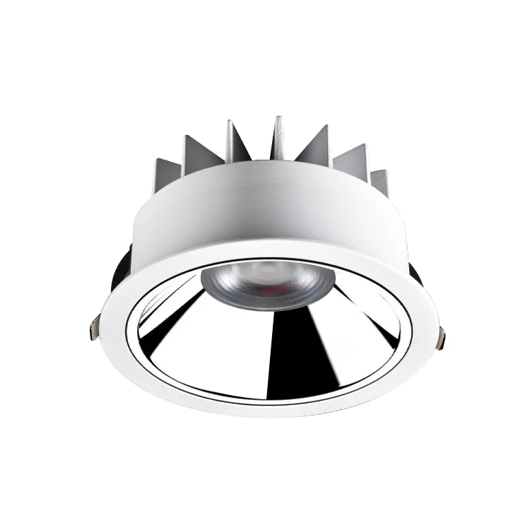 Anti Glare Recessed Spot Light Round Ceiling LED Spotlight 10W 30W 50W DALI Dimmable Downlight