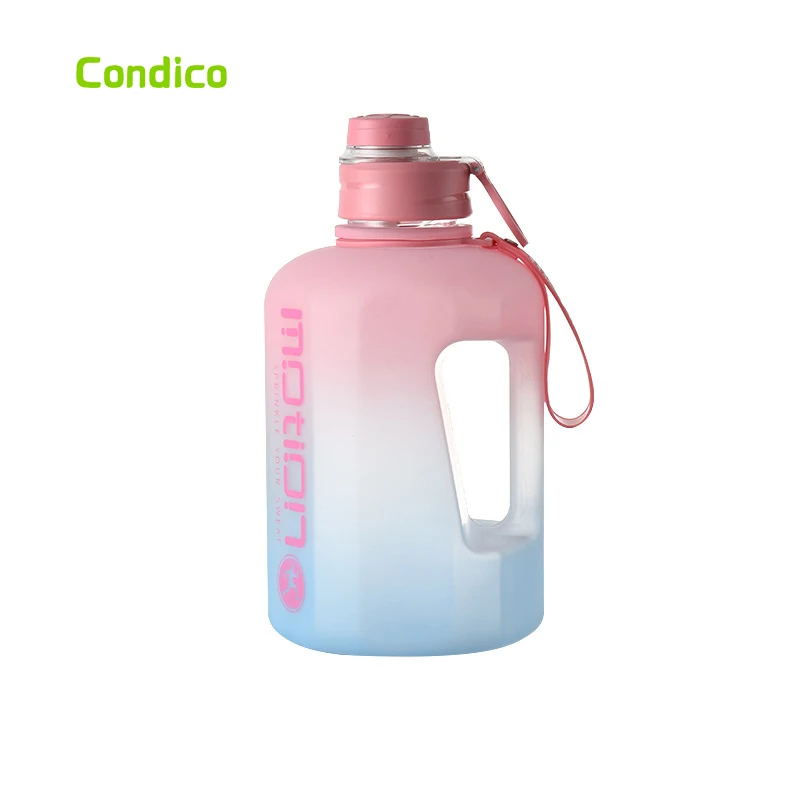 2.2L Water Bottle Cup Timestamp Trigger Sports Gym Outdoor Water Bottle Portable Reusable Plastic Cup With Carry Cord