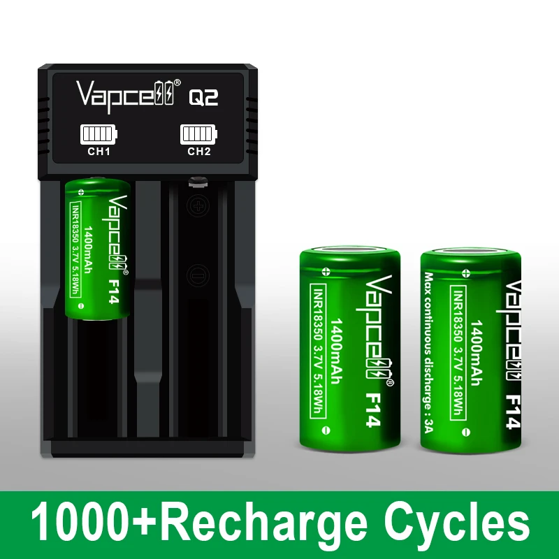 Wholesale Factory Price Cylindrical Li-ion Battery 3.7v 900mah 18350 Lithium Ion Battery Vapcell 18350 F14 1400mah 3A