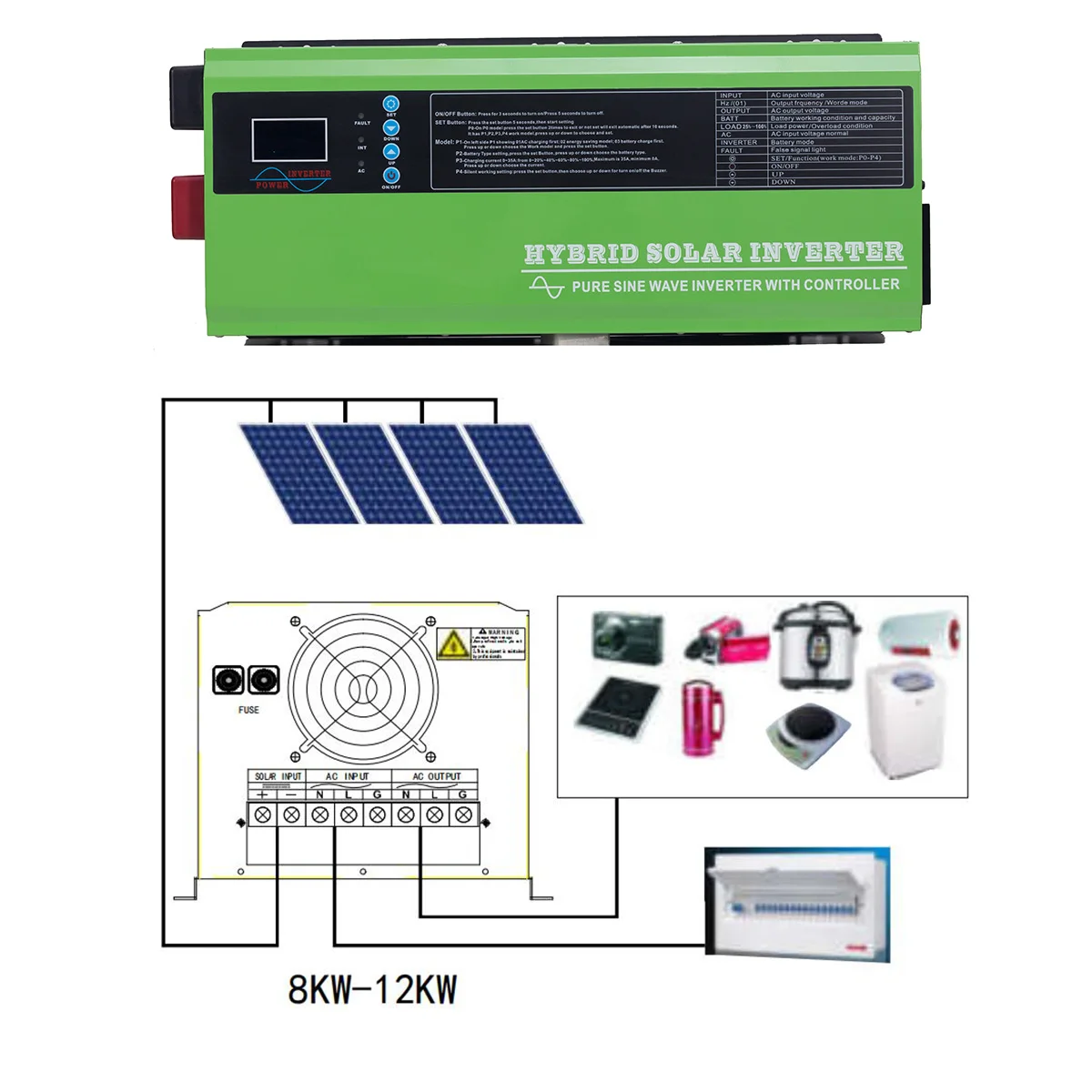 hybrid solar power inverter 10kw 10000w 24v 48v