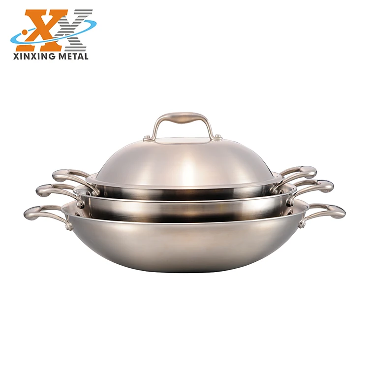 Wholesale New Design Kitchen Wok Sets Multi Ply Induction Pans Stainless Steel Woks