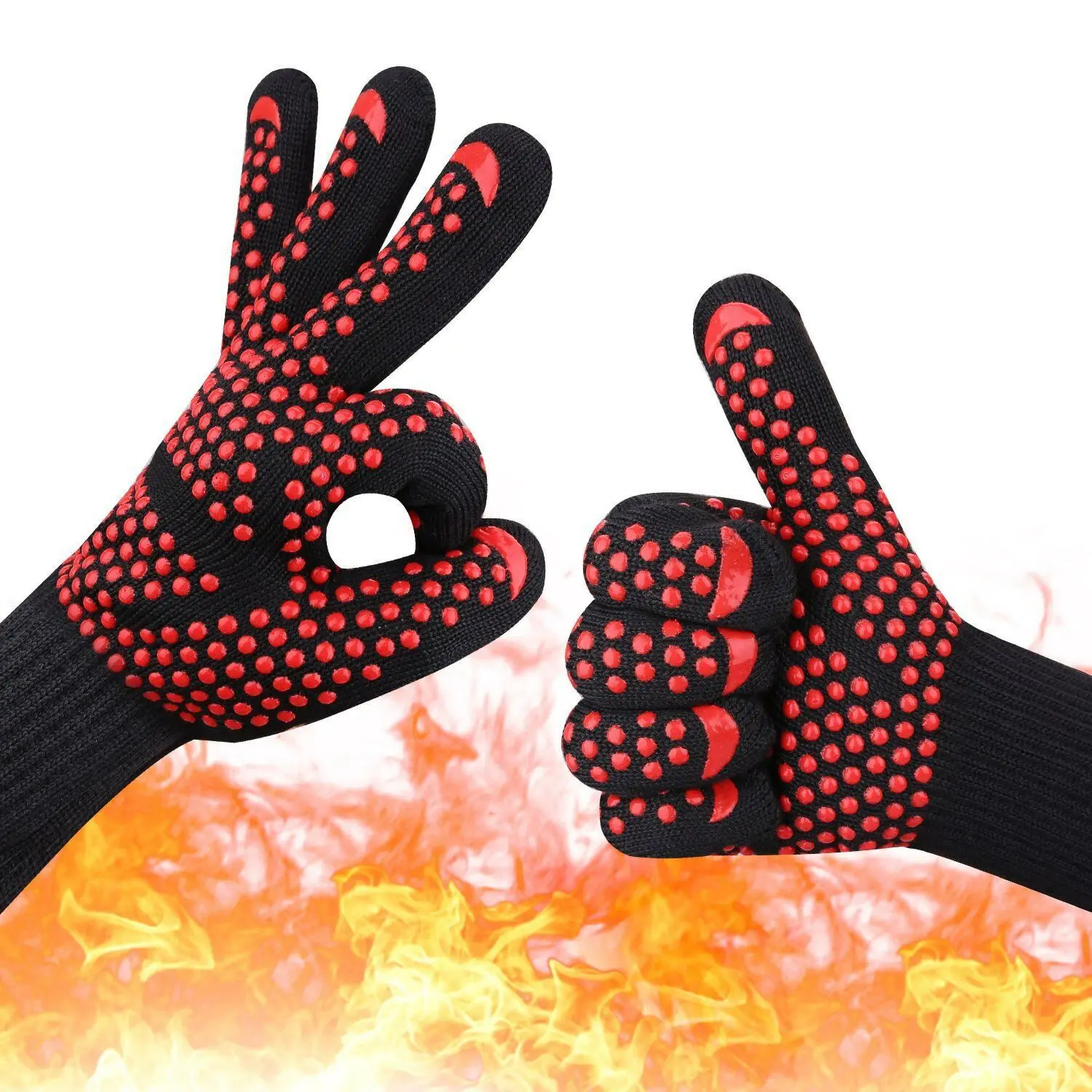 1472F Heat Resistant BBQ Gloves Fireproof Hot Surface Handler Oven Gloves for Grill and Kitchen Working