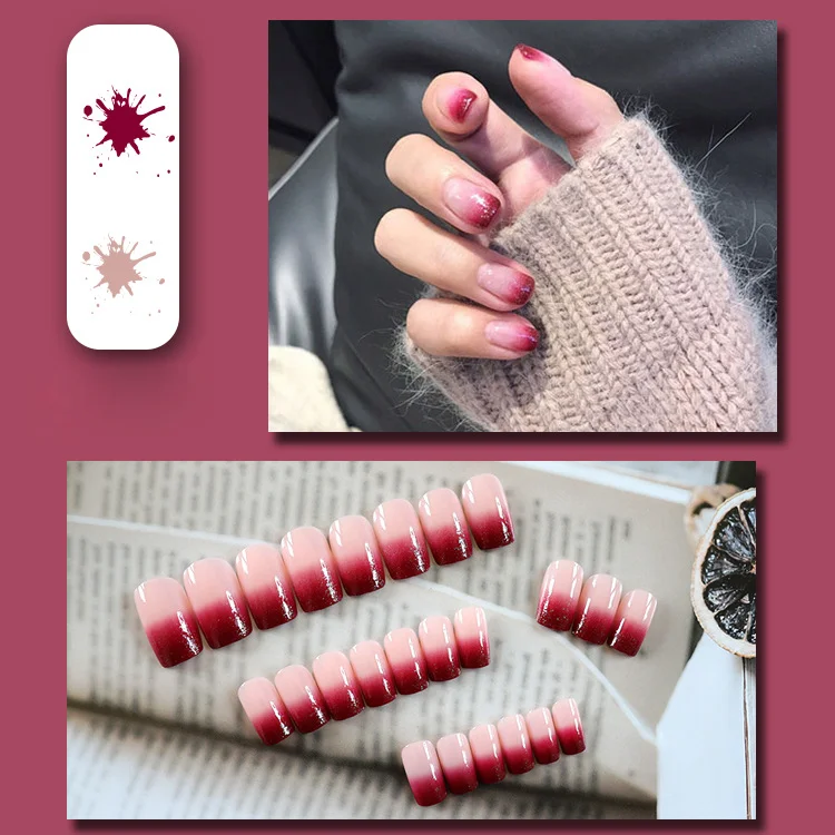 Wholesale Cheap Price  Round Head Almond Fake Nail Tips Full Cover Short Artificial Nails Press On Nails