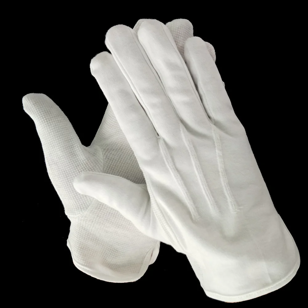 white hand riding driving  breathable soft non slip cotton waiter waitress pvc dot glove
