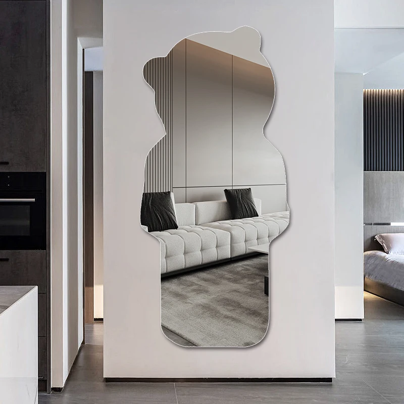 Factory Wholesale Widely Applied Flexible Acrylic Unbreakable Soft Plastic Self-adhesive Mirror Bear Wall Decor Adhesive Mirror