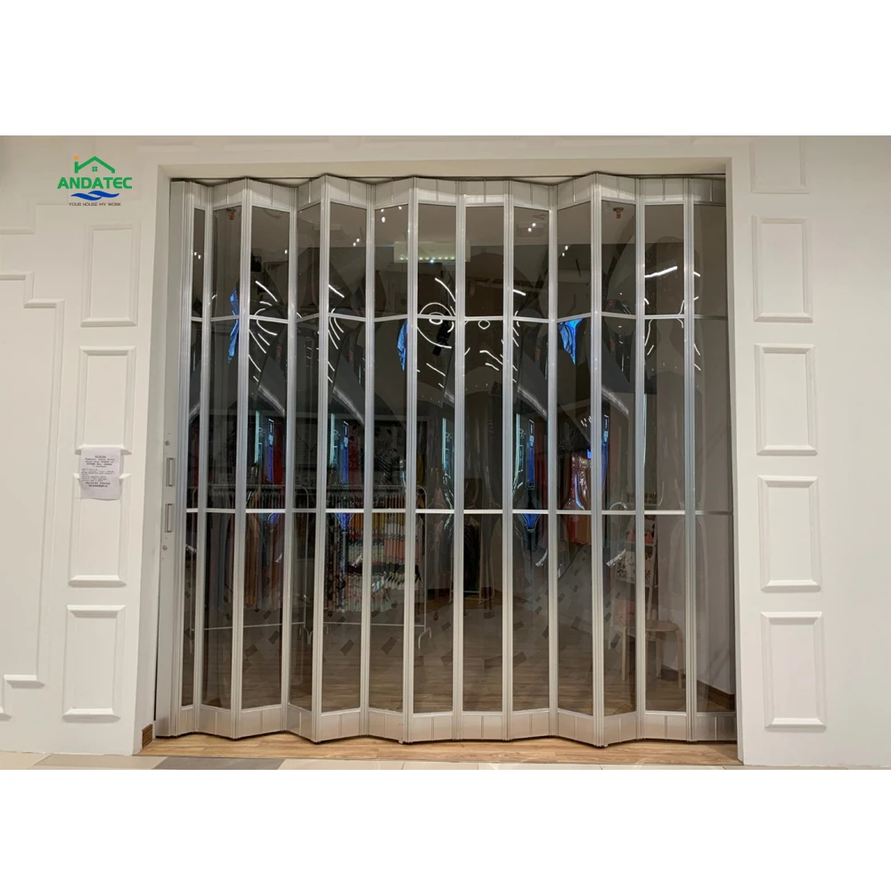 Durable PVC Customized Plastic Accordion Folding Doors Transparent Graphic Design Commercial Modern Polymer Customized Size