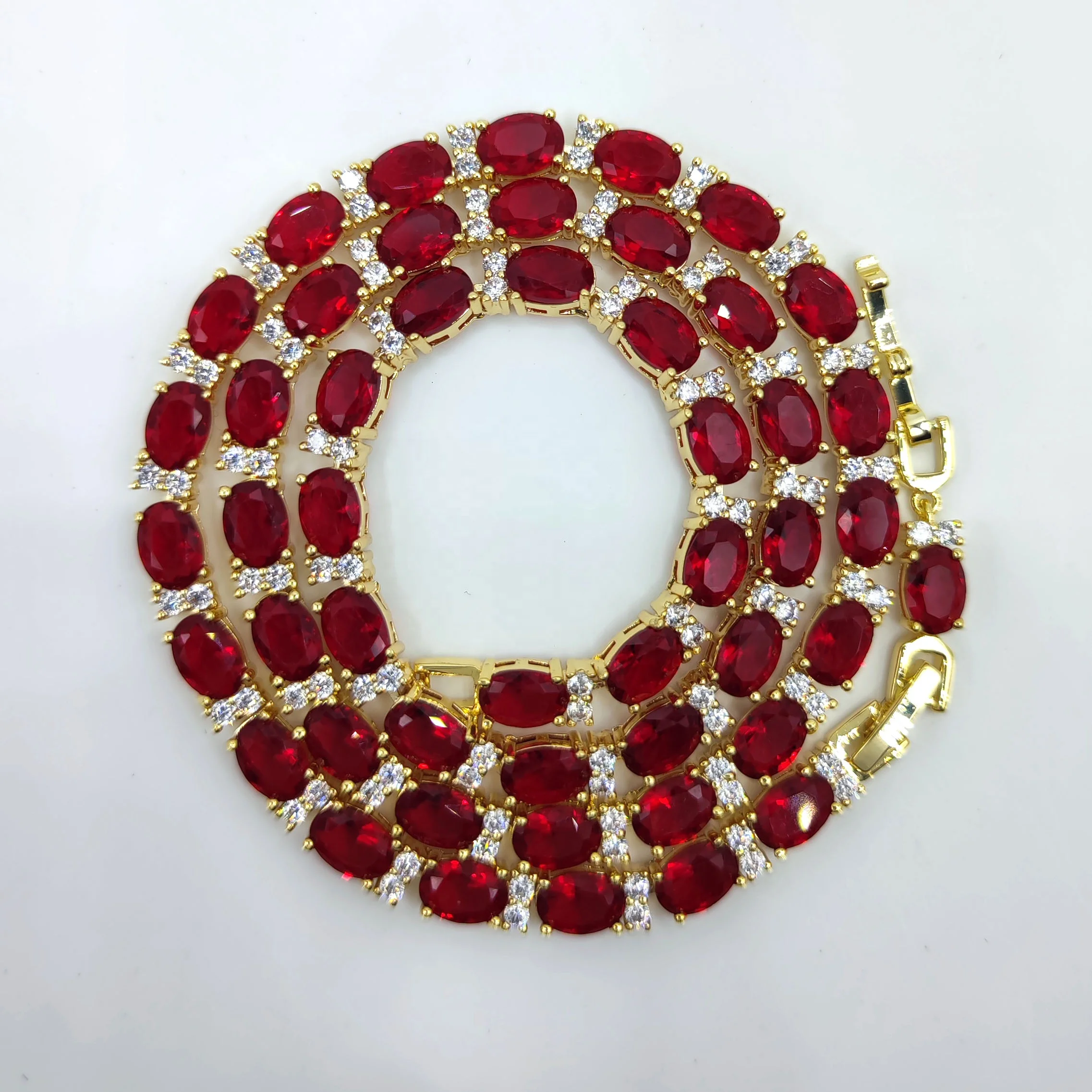 Valentine Day Gift Anniversary Birthday Wedding Necklace Love Kisses Oval Cut Zircon Crystal Pink Blue Green Red Ruby Necklace