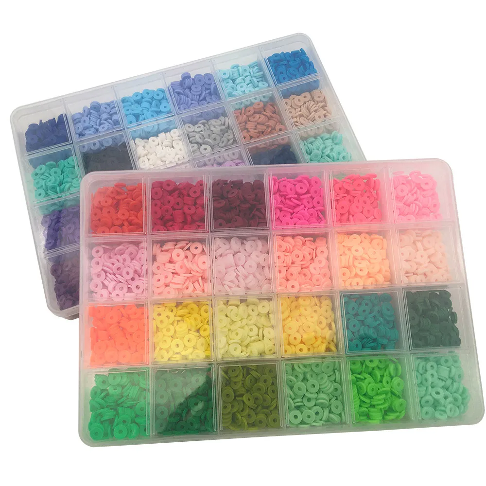 Bohemian DIY Bracelets Necklace Earring DIY Craft Kit 4000pcs Flat Round Polymer Clay Spacer Beads for Jewelry Making