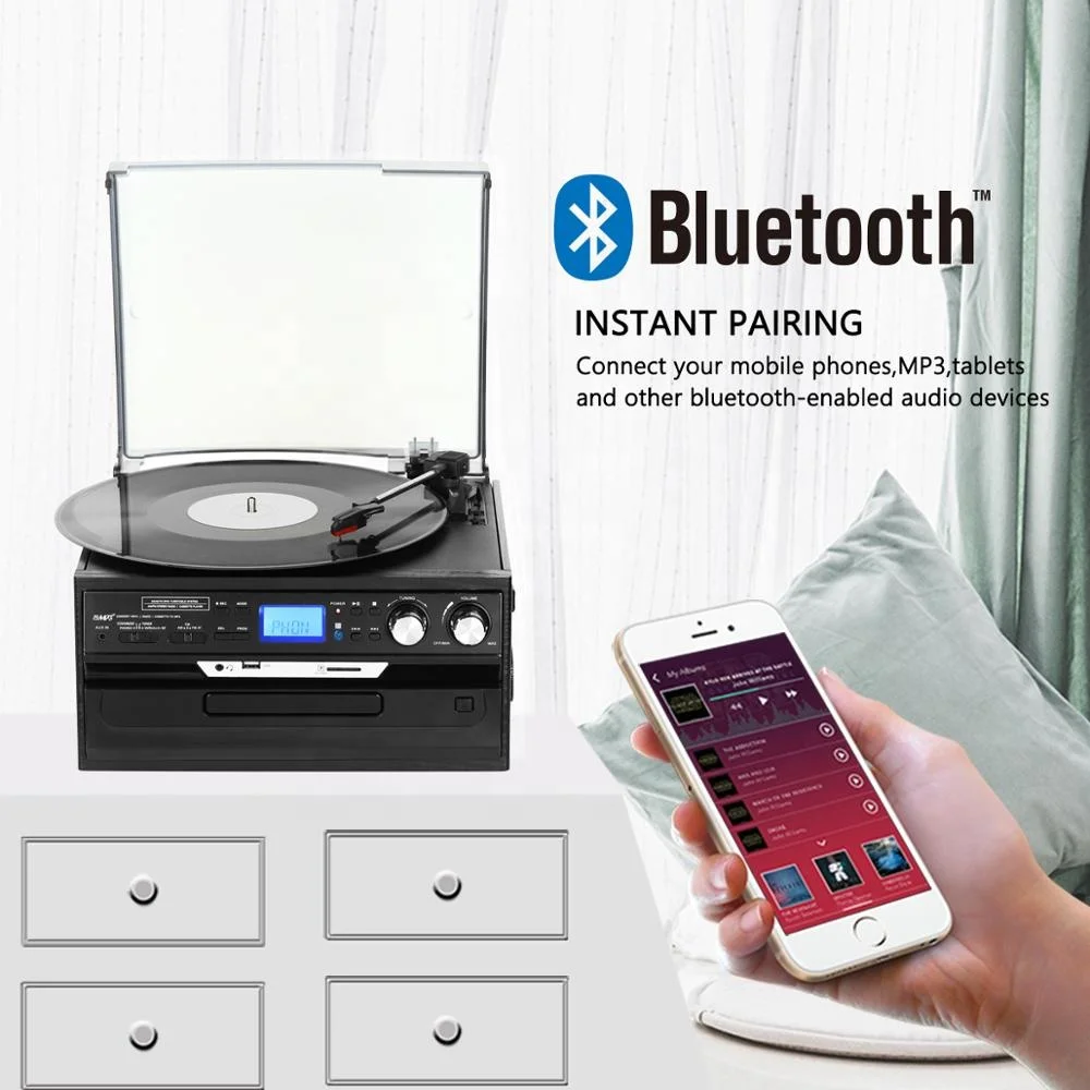 Top quality factory price stereo phonograph vinyl turntable record player with bt play