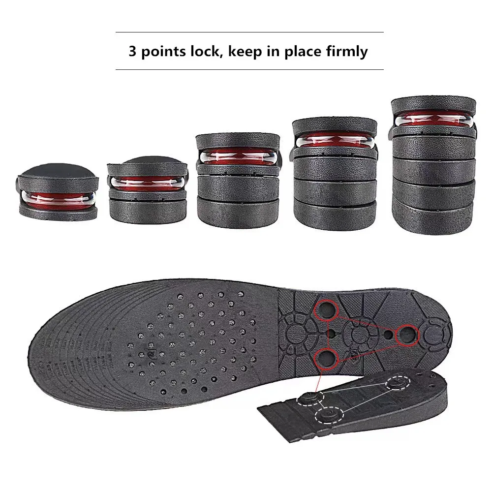 Free sample Adjustable 4-Layers Air Cushion Heel Insert Invisible Height Increase Insoles For Shoes