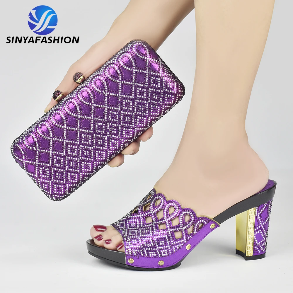 Оптовая продажа итальянская обувь на высоком каблуке и сумка в комплекте для нигерийского вечернего женского