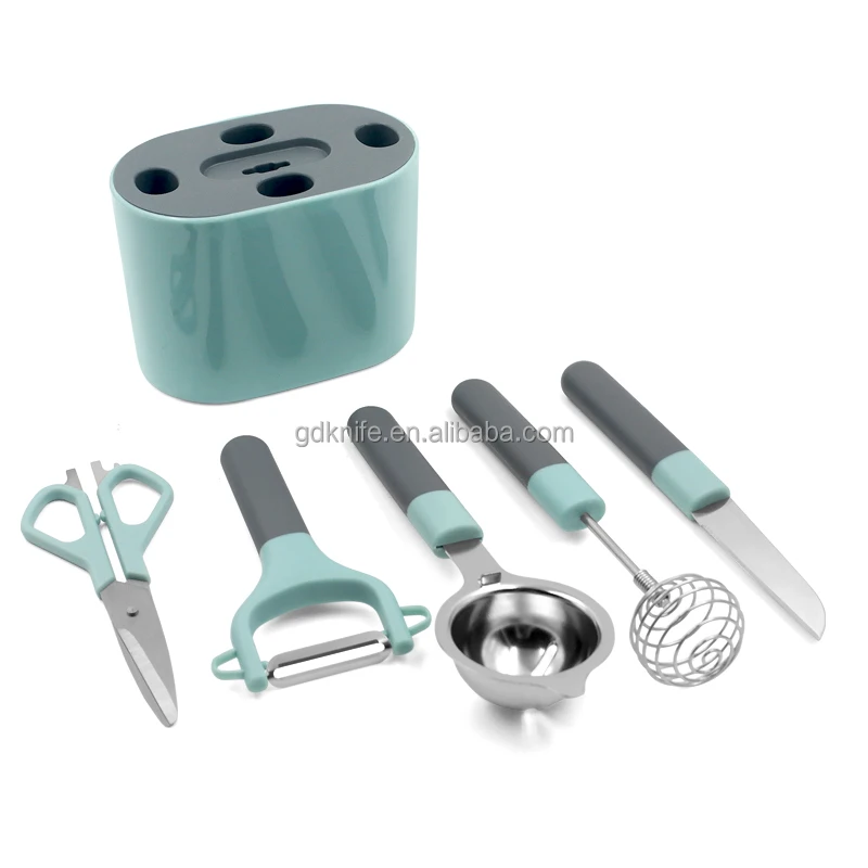 Newest kitchen accessories tool 6 pieces peeler agitator small kitchen gadgets with storge plastic bucket