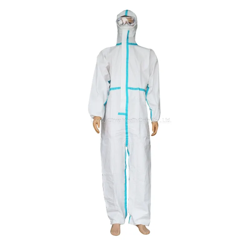 Disposable Laminated Non-Woven Fabric Coverall Type 3/4/5/6 Blue Tape Medical Protective Clothing