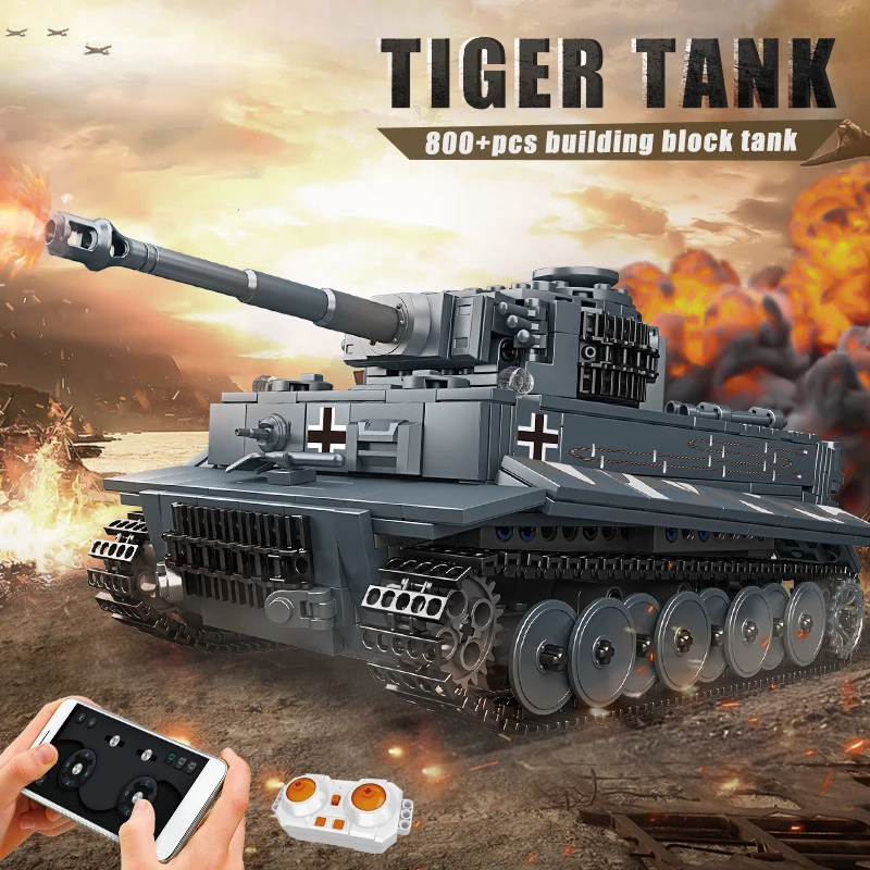 Форма король 20014 технический RC Tiger немецкий тяжелый танк военный MOC развивающая модель WW2 строительные блоки Наборы кубиков игрушки
