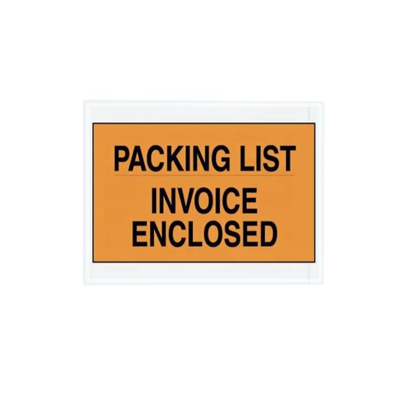 Self-adhesive packing list envelopes for documents