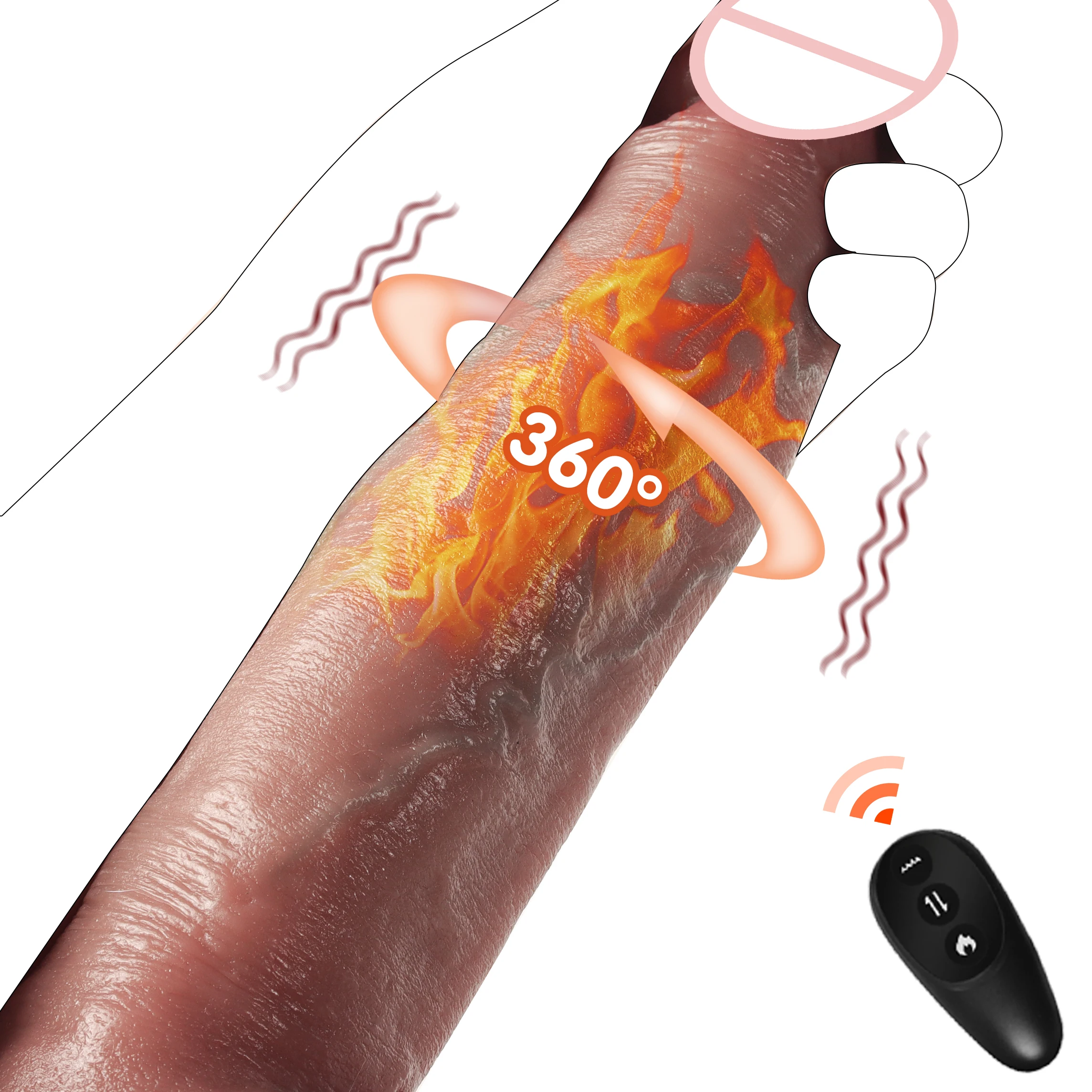 10.43inch New Large Dildo Retractable Vibrating Heating Vibrator Artificial Pene Lconsoladores Para Mujer Dildo For Women