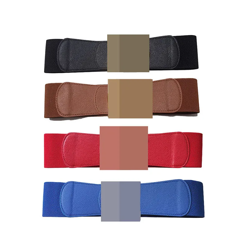 
Ladies Luxury Western Leather brand designer Stretch Waist Women Elastic Belt 