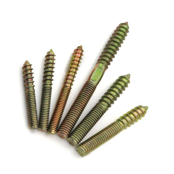 Galvanized Steel Double Threaded Screws Furniture Connecting Fixing Dowel Wood Screws