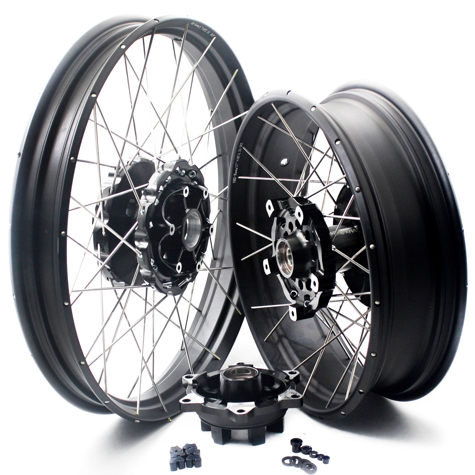 Комплект бескамерных колес VMX 2,15*21/4,25*17 для Мотоцикла BMW F800GS 2008-2021, черная ступица, черный обод