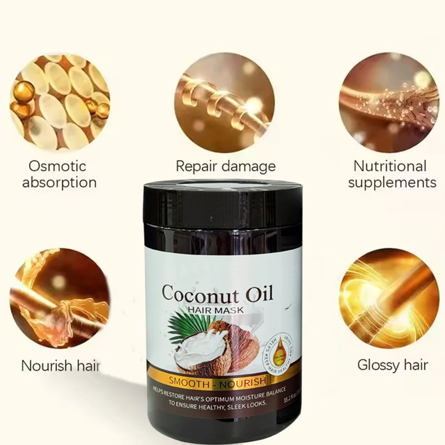 OEM/ODM Natural coconut oil essence hair mask Nourishing and moisturizing care Deep treatment for hair damage Keratin hair mask