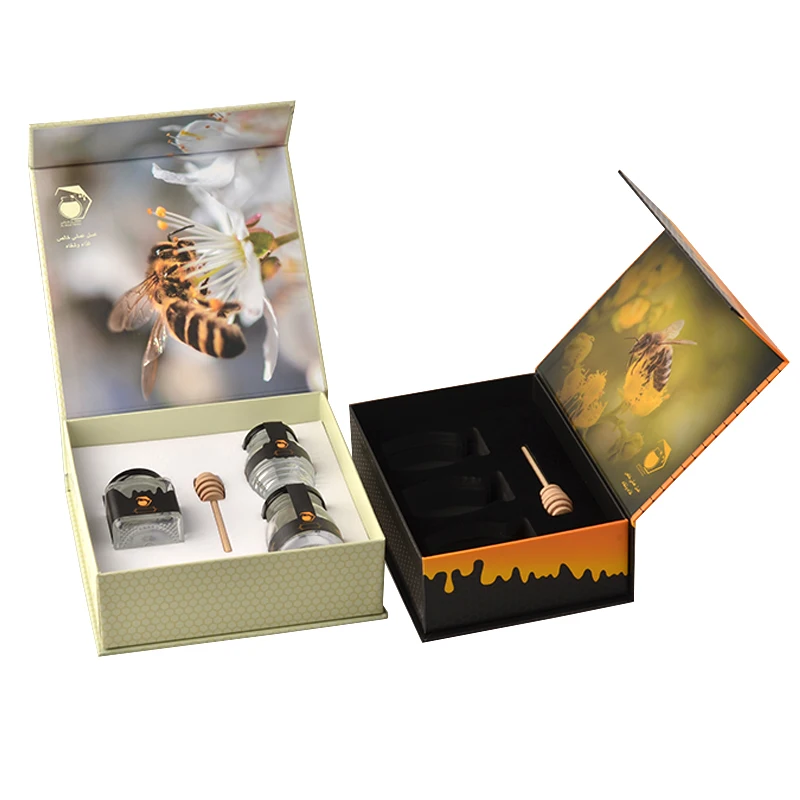 
Custom Bee Honey Jar Package Box Elegant Magnetic Gift Box Luxury Honey Packaging For Honey Bottle 