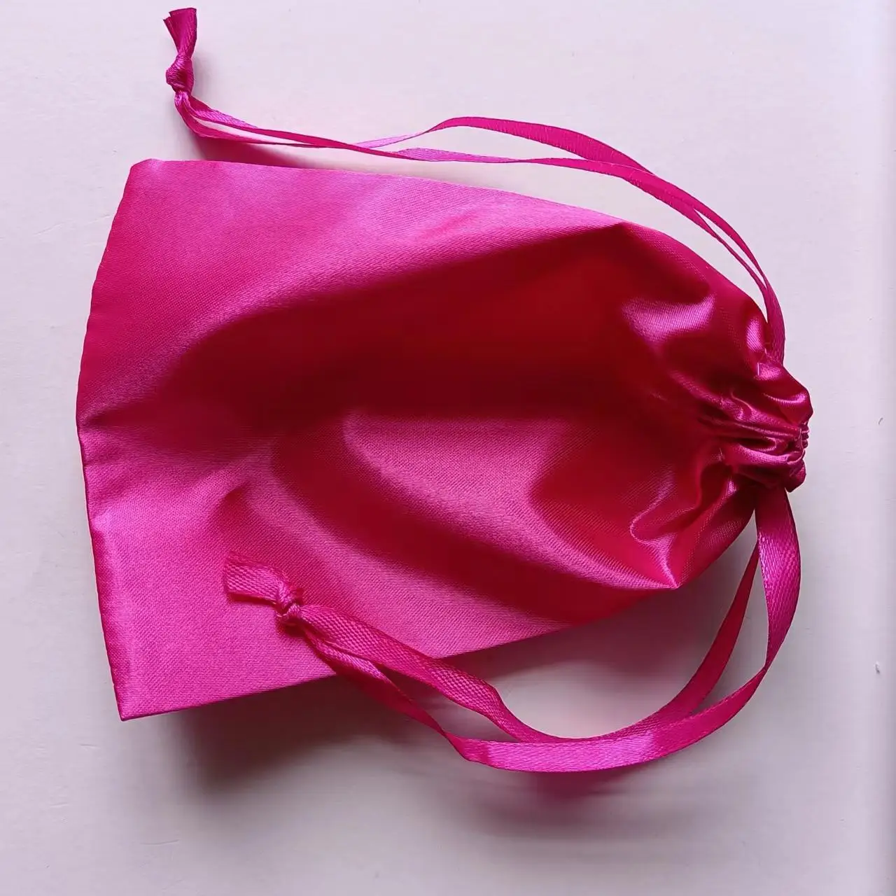 Wholesale Custom Pink/ Black Satin Bag Pouch With Drawstring custom logo satin bags