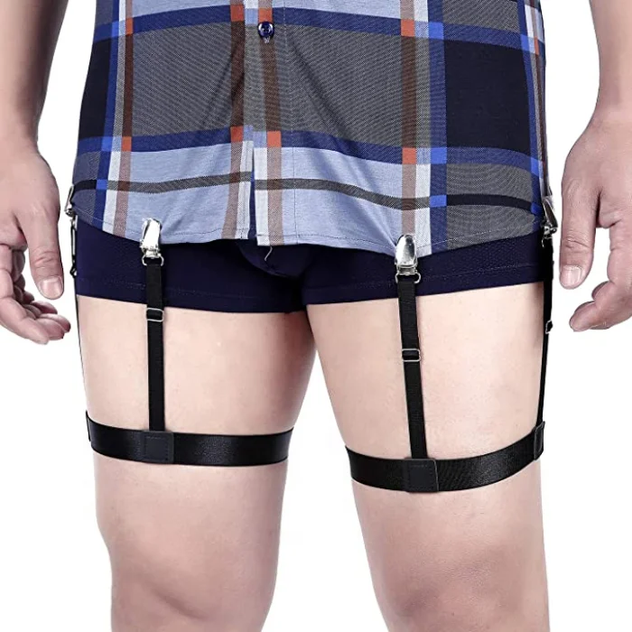 Men Shirt Stays Adjustable Elastic Shirt Garter Shirts Holder with Non-slip Locking Clamps for Men