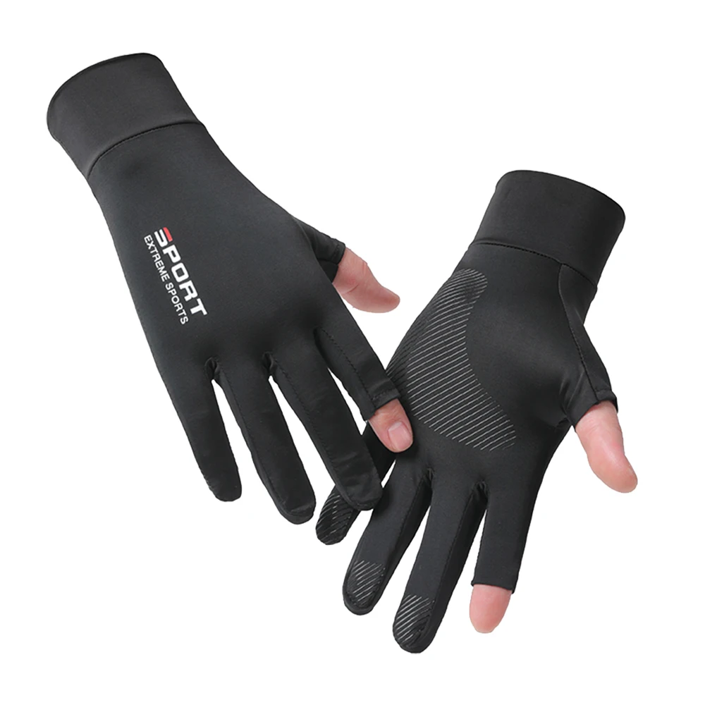 Driving fishing missing finger half finger ice silk non-slip breathable riding quick dry gloves