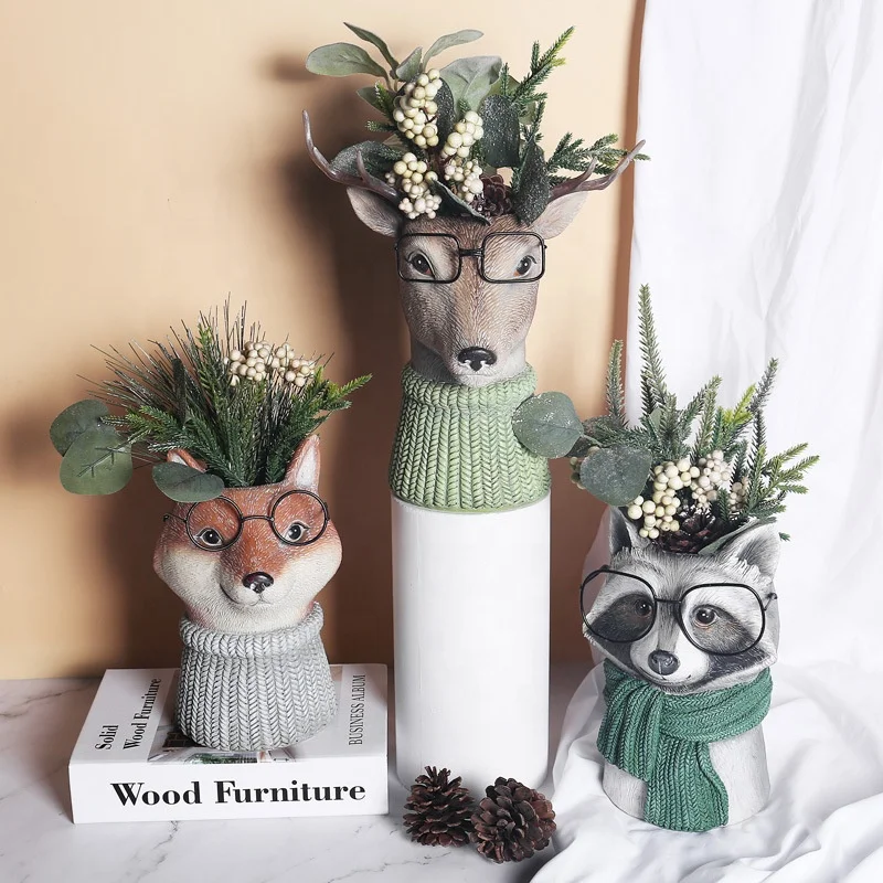American style garden animal resin flowerpot ornament home soft vase flower arrangement decoration tabletop handicraft ornament