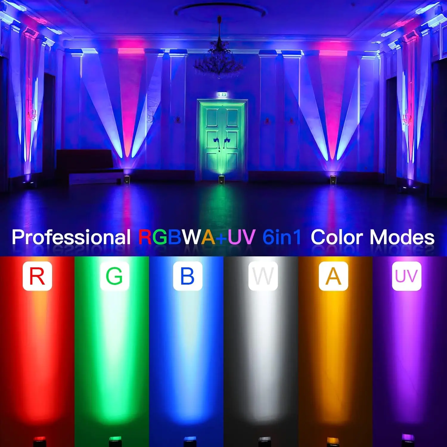 6*18w waterproof rgbw uv 6in1 outdoor indoor wedding dmx led dj wall par uplights battery wireless uplight for Wedding Party Bar