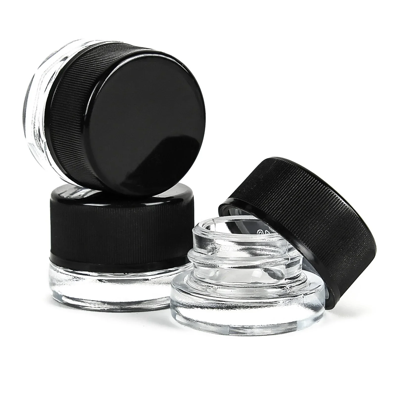 Custom Uv Glass Jars With Lids Clear Concentrate 3.5 Wax Jars Mini Small Glass Jars With Child Resistant Proof Lid