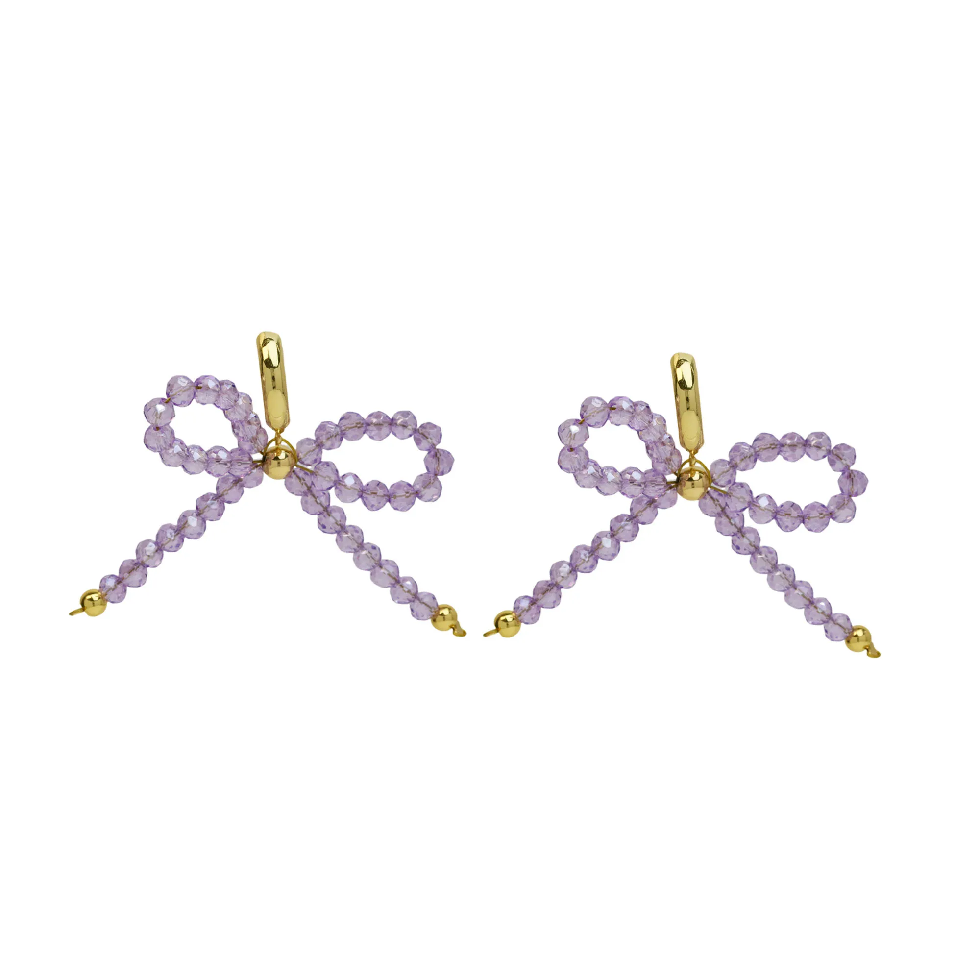 2024 Summer Trendy colors beads Twisted bow-knots jewelry crystal Bow tie earrings for girls