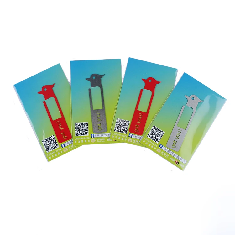 Factory Customized bird shape  with Logo carving metal bookmark promotional gifts