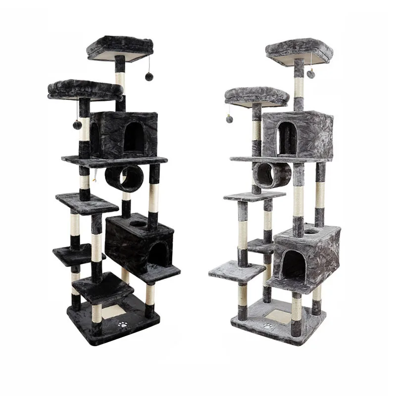 Wooden Cat Scratch Tree Cute Large Cat Tree Tower House Condo Wood Cat Tree