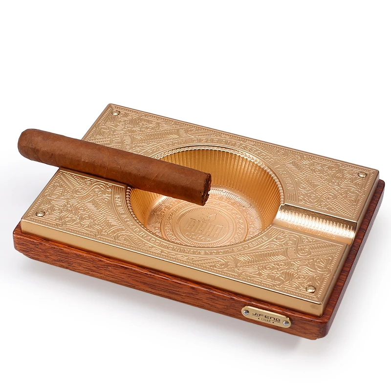 
JF-2002 NEW bronze metal and wooden rectangle Cigar Ashtray zicn alloy merbau big size 