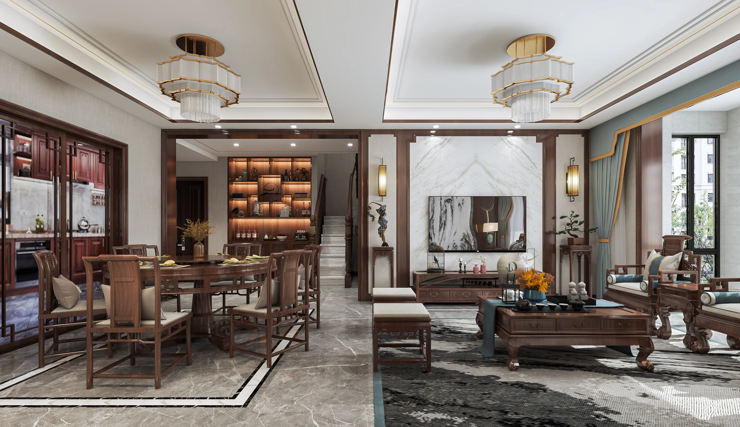Internet celebrity rock slab TV background wall 2024 new stone marble light luxury simple tile film and television wall
