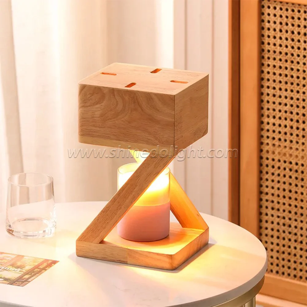 Dimmable Solid Wood Candle Warmer Lamp Wax Melt Lamps for Scented Candles for Desk Table Bedroom Night Lights