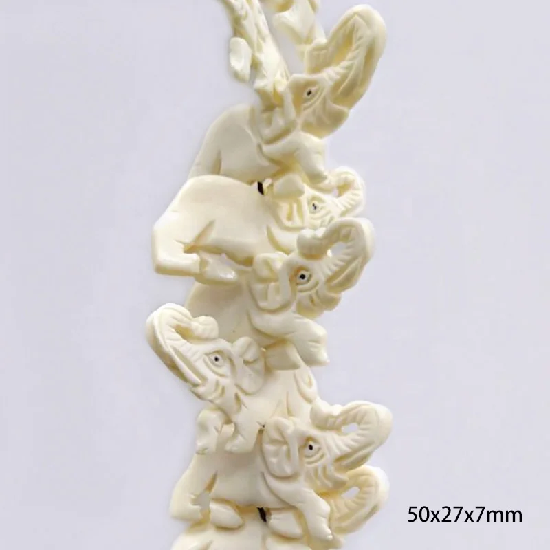 Daning assorted sizes colors exquisite HANDCARVED natural cattle bone running elephant beads pendants for jewelry making