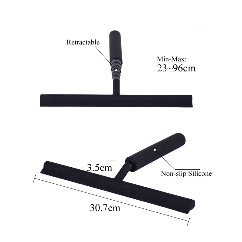 OEM/ODM Retractable Shower Squeegee Customized Silicone Floor Wipers Window Washer Water Blade with Long Handle