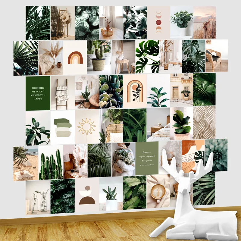 custom print Ins style card retro poster 50pcs postcard posters with non marking sticker