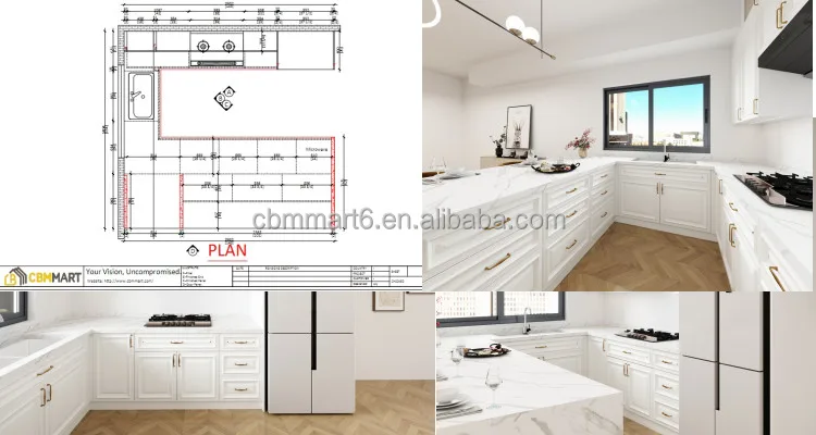 CBMmart Solid Wood Shaker Cabinet Complete Sets Accessories Sink Smart Furniture Modern Design Cabinet Kitchen Cabinet