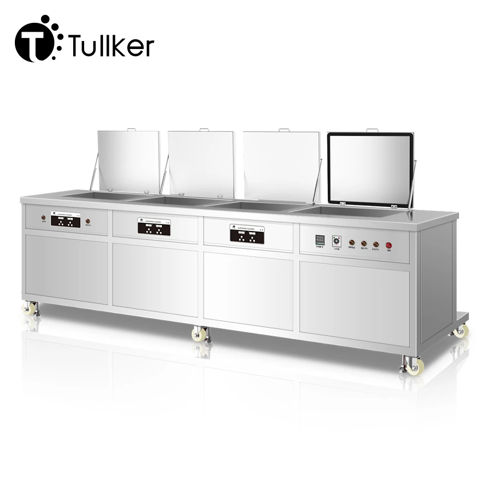 Tullker Four Tanks Multiple Tasks Clean Rinse Spray Dryer Precision Parts 80 khz Industrial Ultrasonic Equipment Cleaner