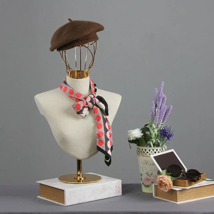 
Model Female Chest Piece Necklace Shirt Dummy Table Adjustable Half Body Props Hollow Metal Head Mannequin 