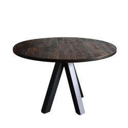 Circle veneered recycle old elm wood slab table top for  restaurant dining coffee